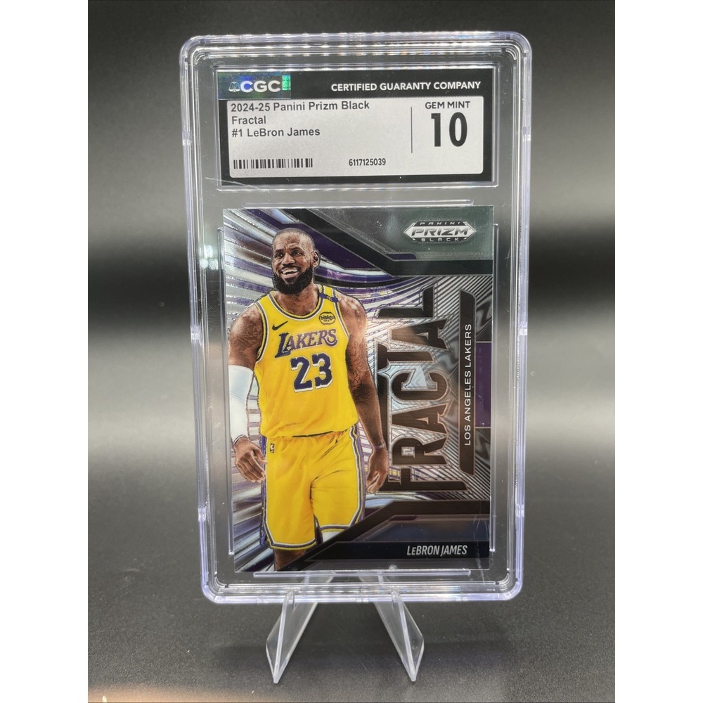 LEBRON JAMES 2024-25 Prizm Black Fractal Silver Refractor #1 Lakers CGC 10